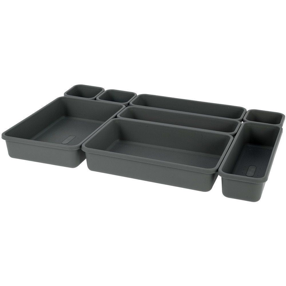 Set cutii depozitare Gri pentru sertar Excellent, plastic, 8 piese