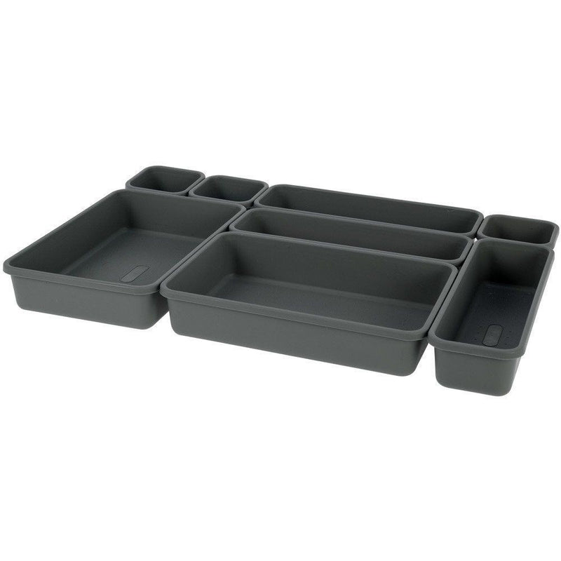 Set cutii depozitare Gri pentru sertar Excellent, plastic, 8 piese