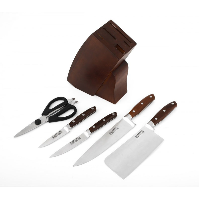 Set cutite Premium Clasic ON, inox, 6 piese, suport lemn