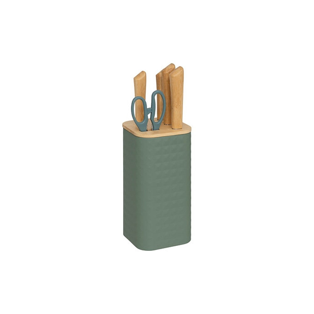 Set cutite Sensia Green, 6 piese, suport metalic, 11.5 x 11.5 x H 36.3 cm