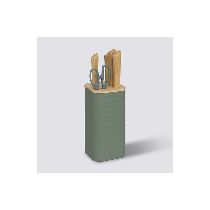 Set cutite Sensia Green, 6 piese, suport metalic, 11.5 x 11.5 x H 36.3 cm