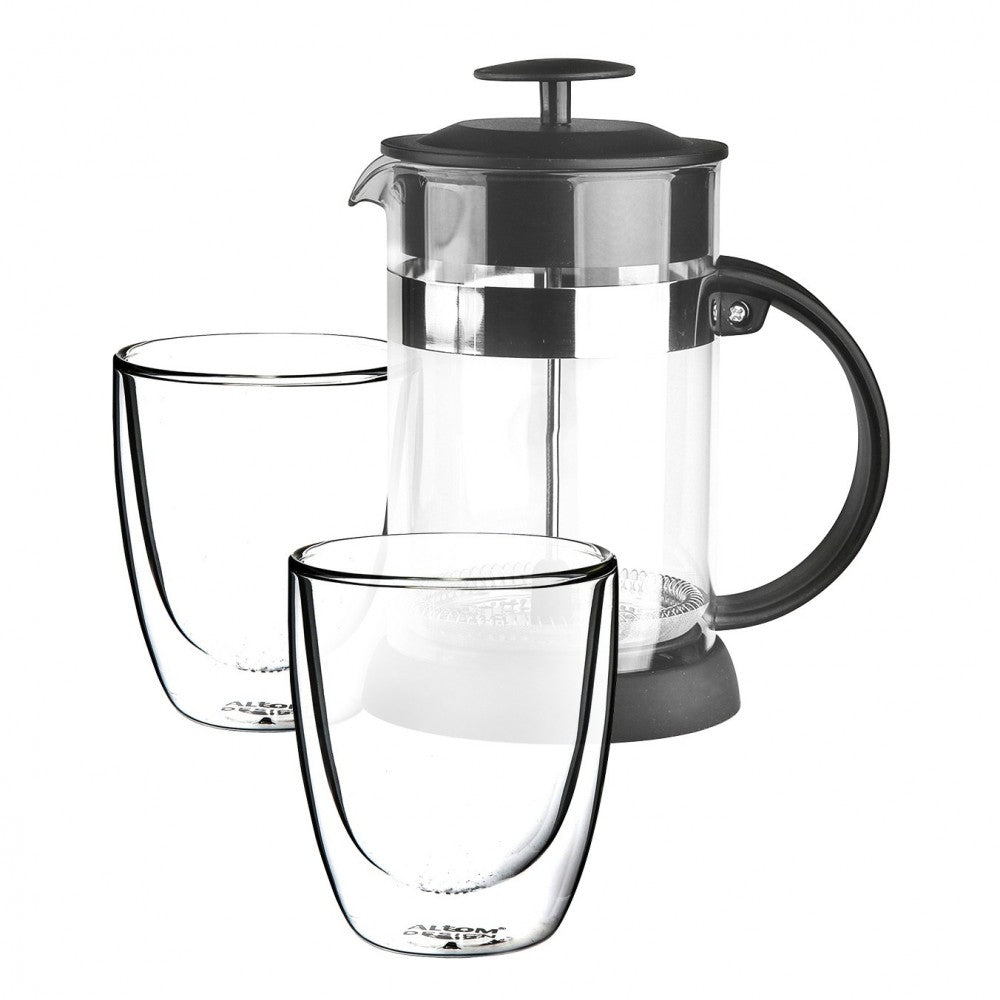 Set infusor 800 ml si 2 pahare Altom Andrea, sticla borosilicata, 300 ml