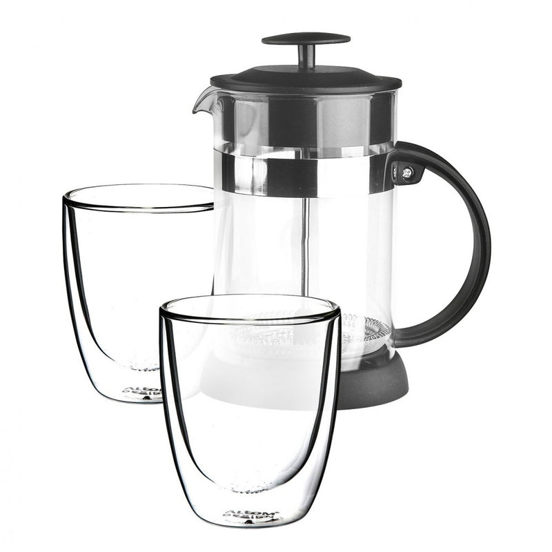 Set infusor 800 ml si 2 pahare Altom Andrea, sticla borosilicata, 300 ml