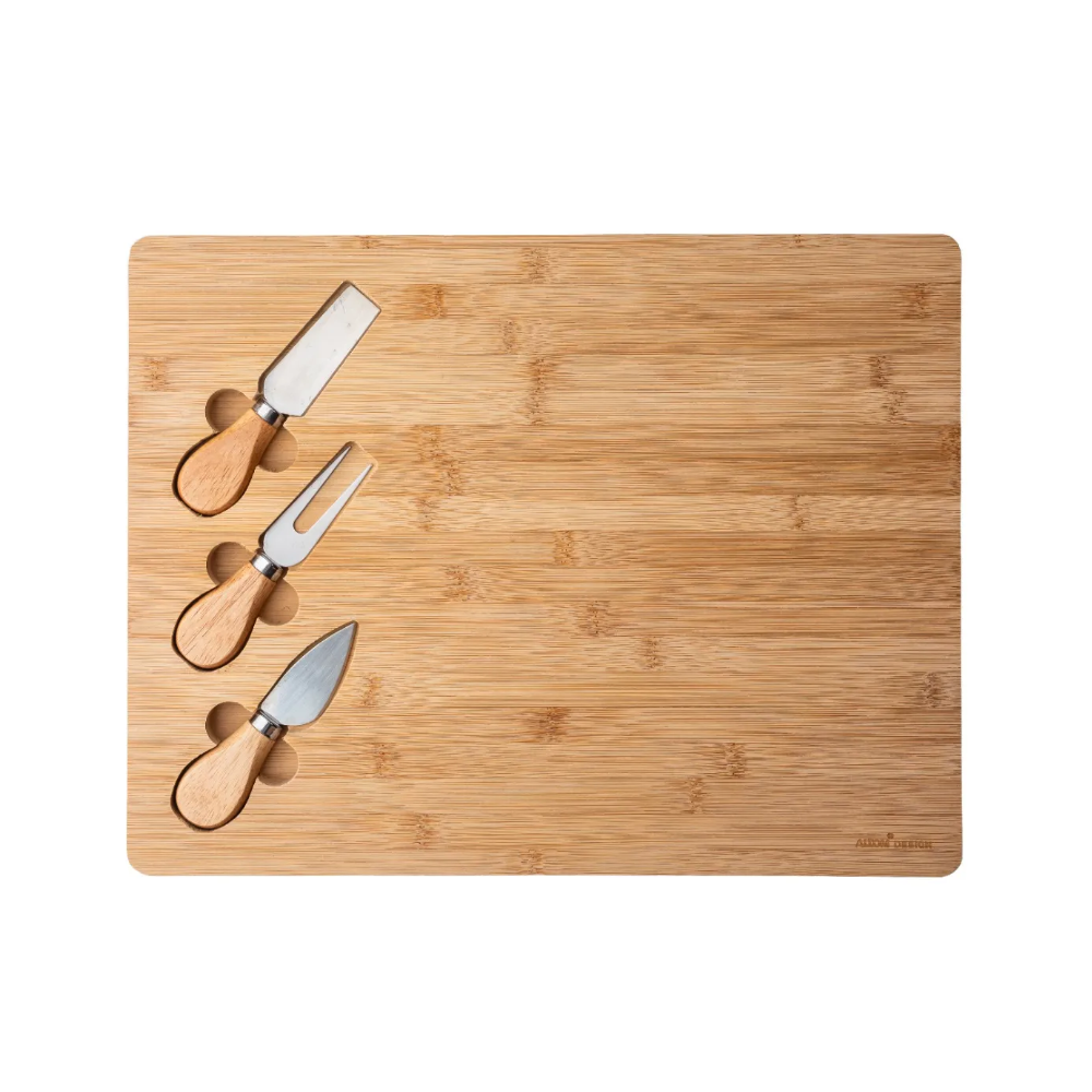 Platou servire branzeturi Altom, bambus, 3 cutite, 39 x 30 cm