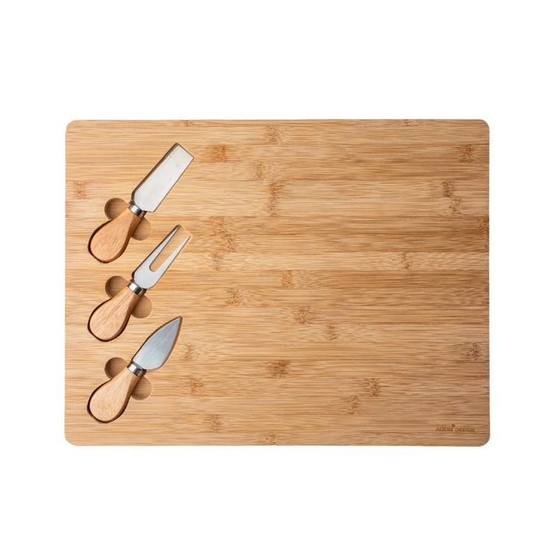 Platou servire branzeturi Altom, bambus, 3 cutite, 39 x 30 cm
