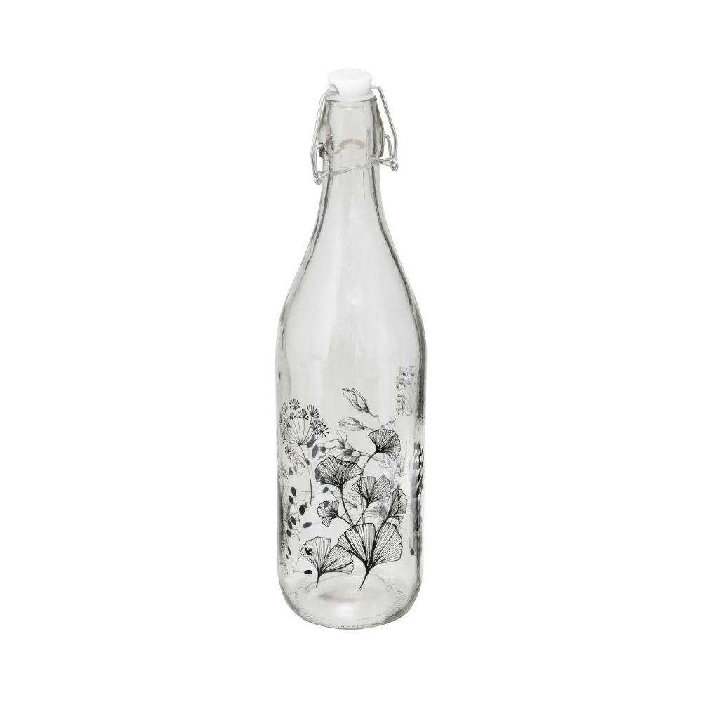 Sticla Limonada, floral, 1 litru, 8.7 x H. 31.7 cm