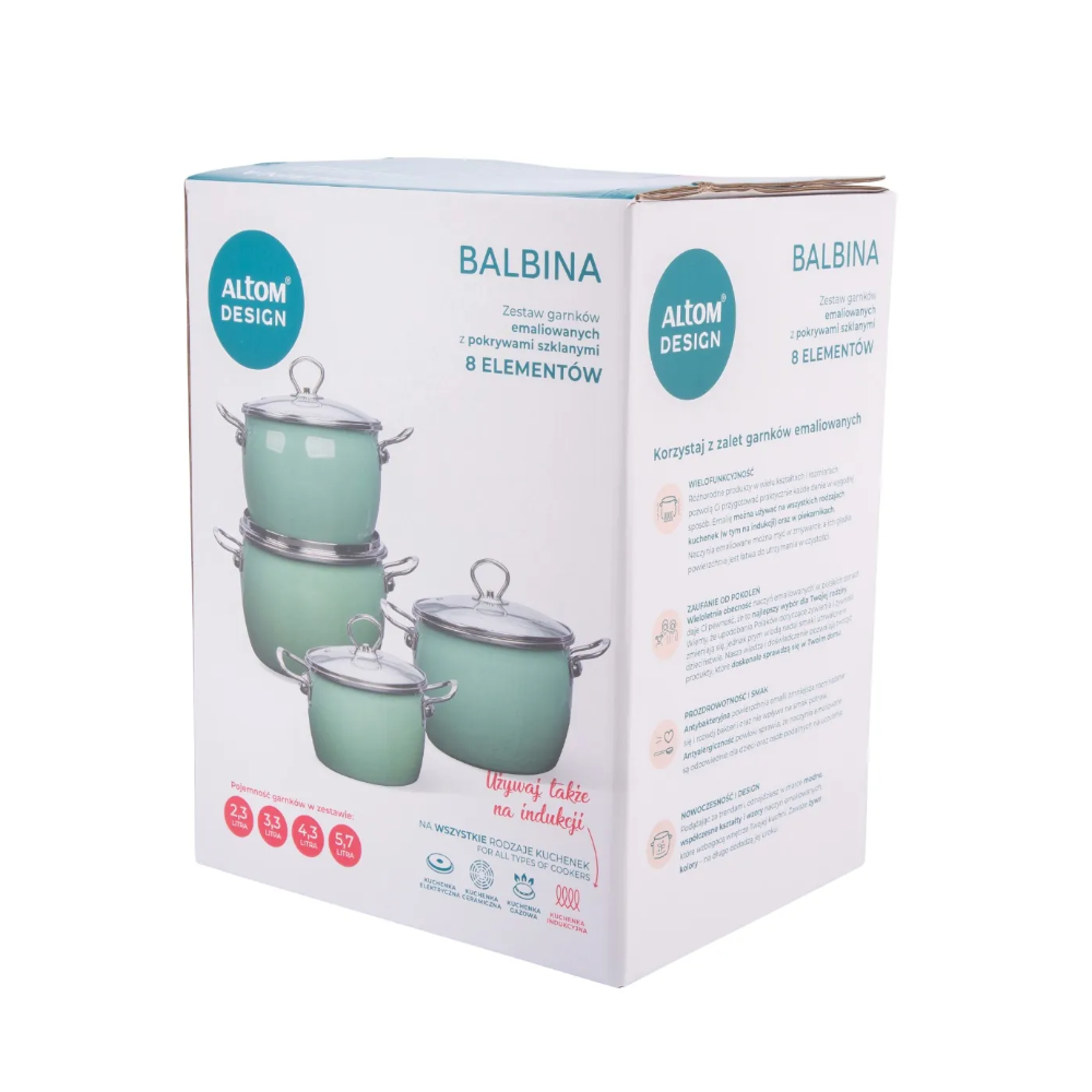 Set oale Balbina green, emailate, 8 piese, cu inductie