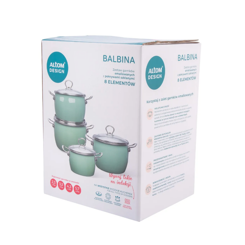 Set oale Balbina green, emailate, 8 piese, cu inductie
