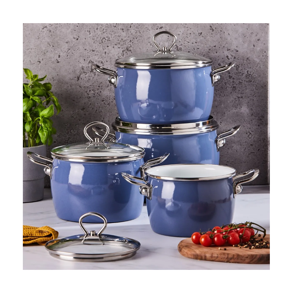 Set oale Balbina blue, emailate, 8 piese, cu inductie