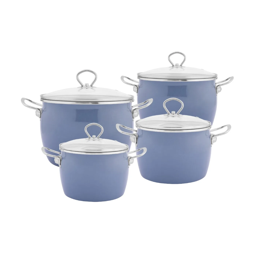 Set oale Balbina blue, emailate, 8 piese, cu inductie