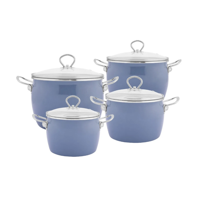 Set oale Balbina blue, emailate, 8 piese, cu inductie