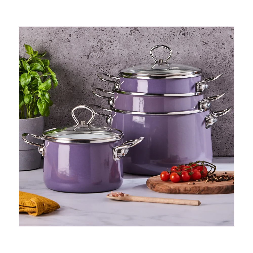 Set oale Izydor Mov, emailate, 8 piese, cu inductie