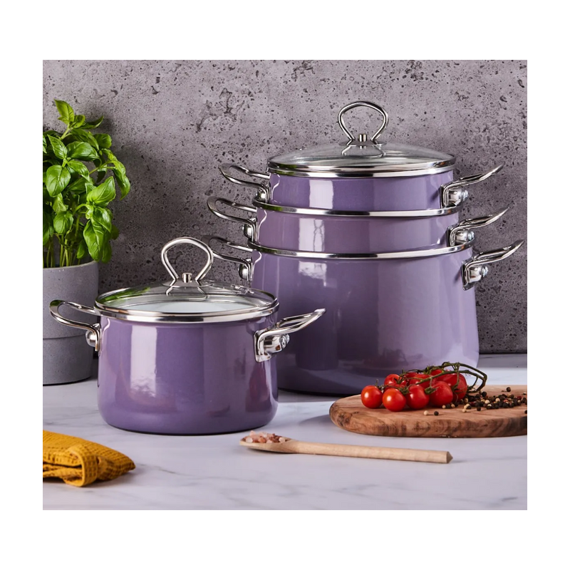Set oale Izydor Mov, emailate, 8 piese, cu inductie