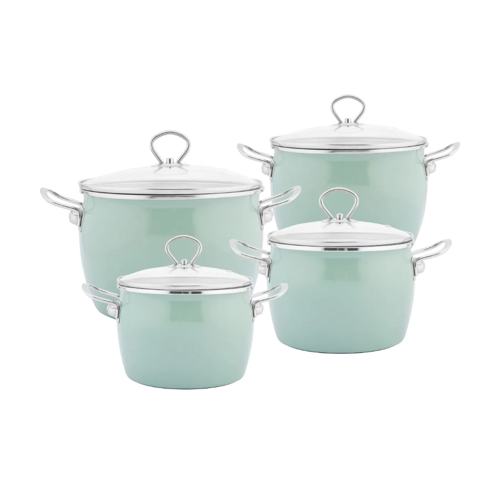 Set oale Balbina green, emailate, 8 piese, cu inductie