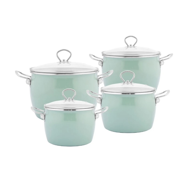 Set oale Balbina green, emailate, 8 piese, cu inductie