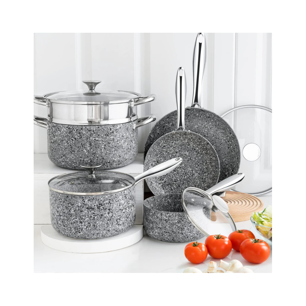 Set oale Michelangelo Grey, antiaderente, cu inductie, 10 piese