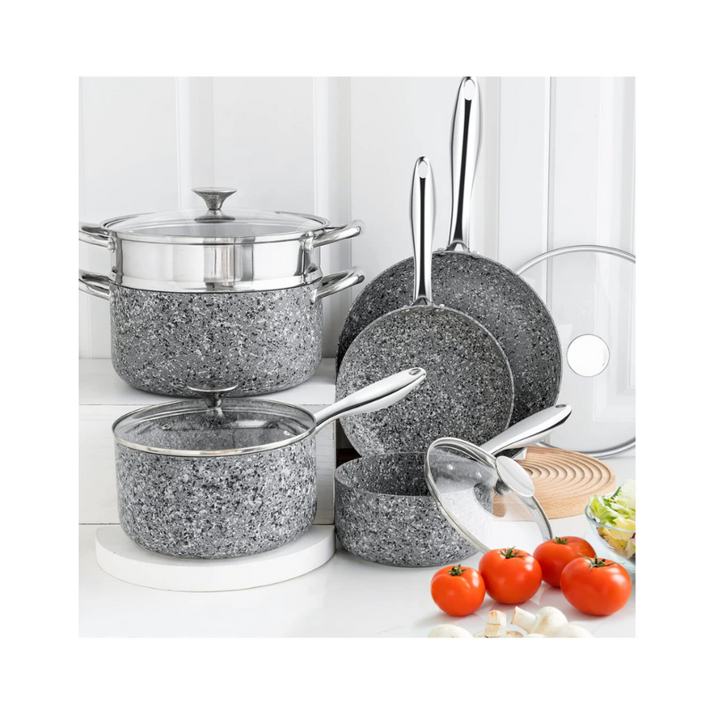 Set oale Michelangelo Grey, antiaderente, cu inductie, 10 piese