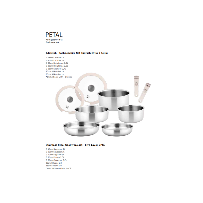 Set oale Petal, inox, 9 piese