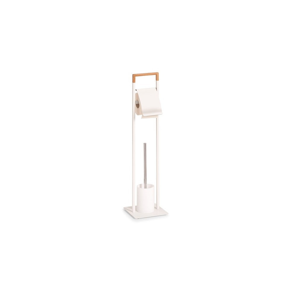 Set perie wc si suport hartie Zeller Orlen, metal, bambus, 19 x 19 x 74.5 cm