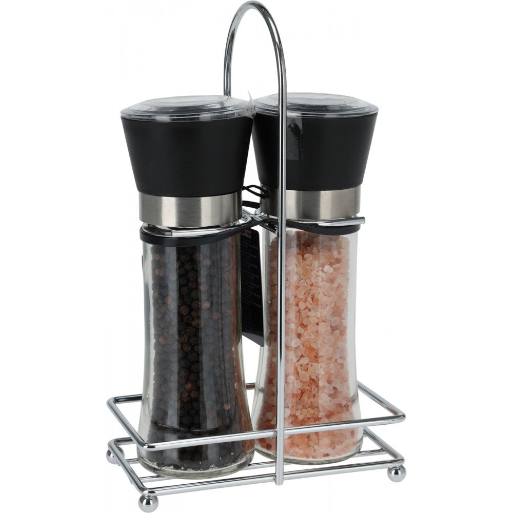Set rasnite in suport Spicy, mecanism ceramica, 2 piese, 17 cm, sare si piper incluse