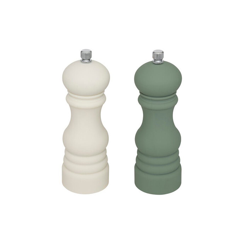 Set rasnite Sensia, alb-verde, lemn, inaltime 17.5 cm, mecanism ceramic