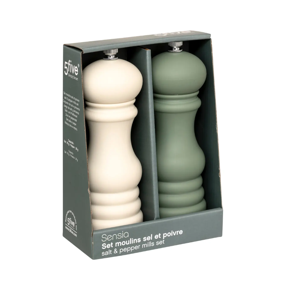 Set rasnite Sensia, alb-verde, lemn, inaltime 17.5 cm, mecanism ceramic