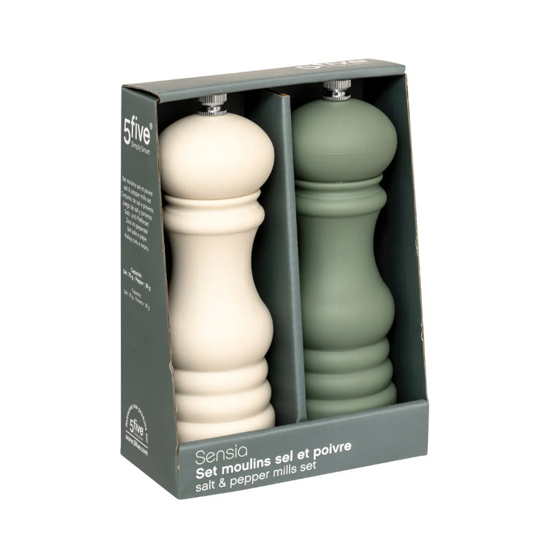 Set rasnite Sensia, alb-verde, lemn, inaltime 17.5 cm, mecanism ceramic