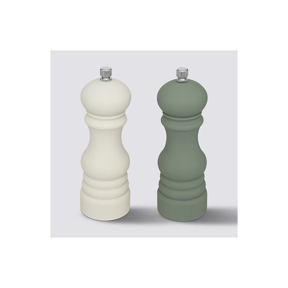 Set rasnite Sensia, alb-verde, lemn, inaltime 17.5 cm, mecanism ceramic
