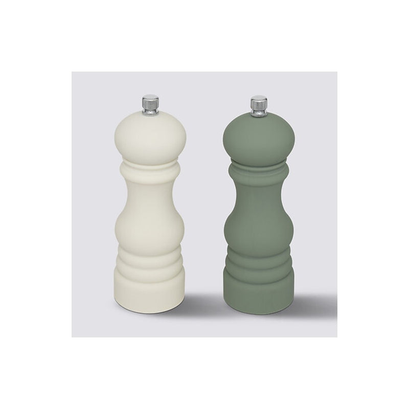 Set rasnite Sensia, alb-verde, lemn, inaltime 17.5 cm, mecanism ceramic