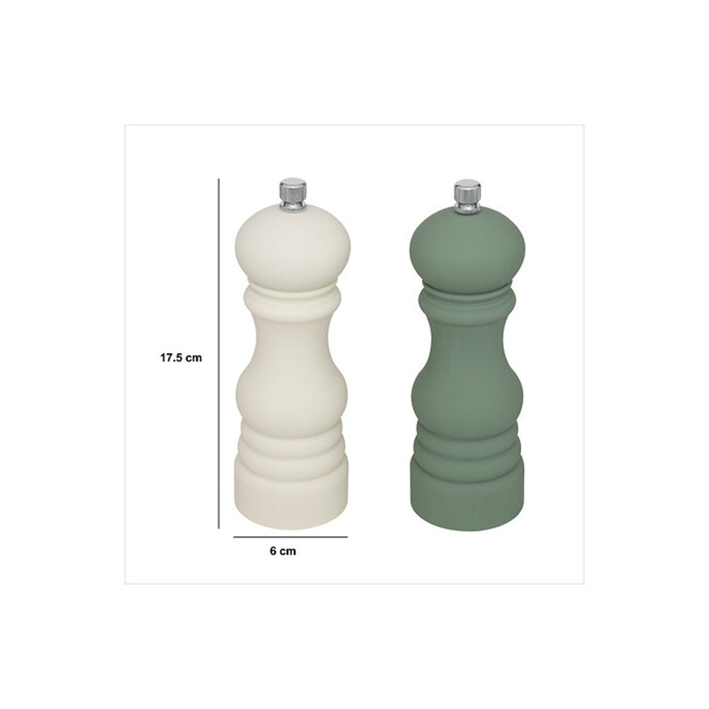 Set rasnite Sensia, alb-verde, lemn, inaltime 17.5 cm, mecanism ceramic
