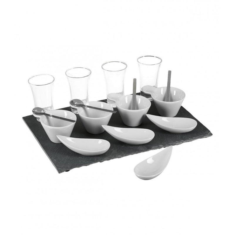 Set servire aperitiv Ardoise, portelan, piatra, 32 x 22 x 9,8 cm