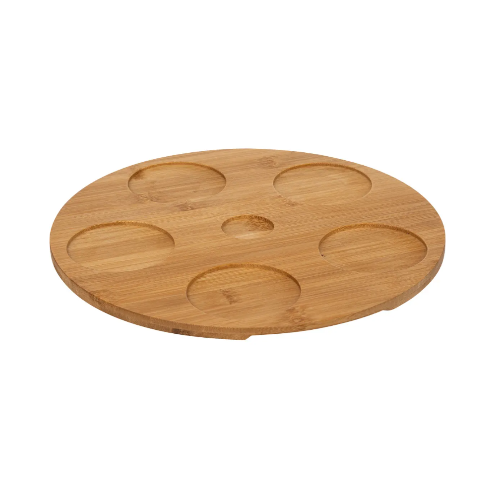 Set servire aperitiv Kelia, ceramica, lemn, 28 x H. 6 cm