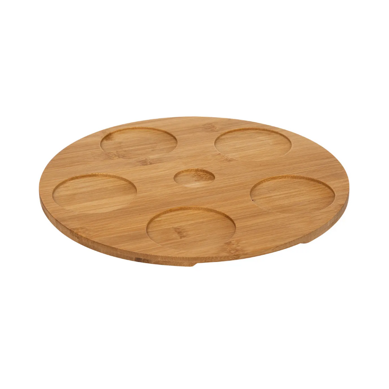 Set servire aperitiv Kelia, ceramica, lemn, 28 x H. 6 cm