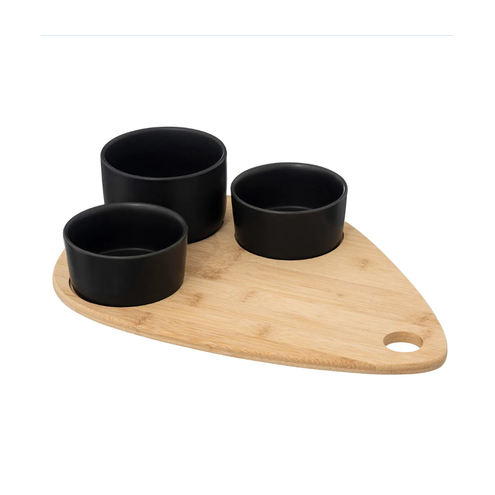 Set servire aperitive Xeras Black, ceramica, lemn, 10 x 7 x H 10 cm