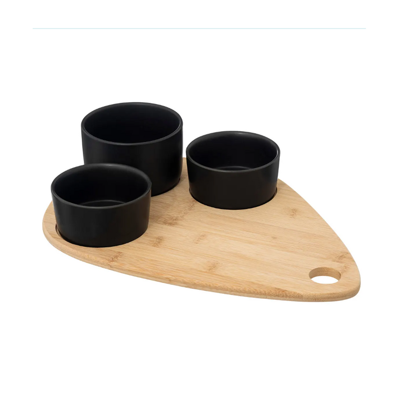 Set servire aperitive Xeras Black, ceramica, lemn, 10 x 7 x H 10 cm