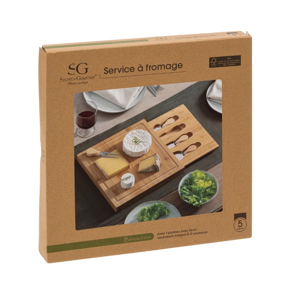 Set servire branzeturi Andrieu, bambus, 30 x 30 cm
