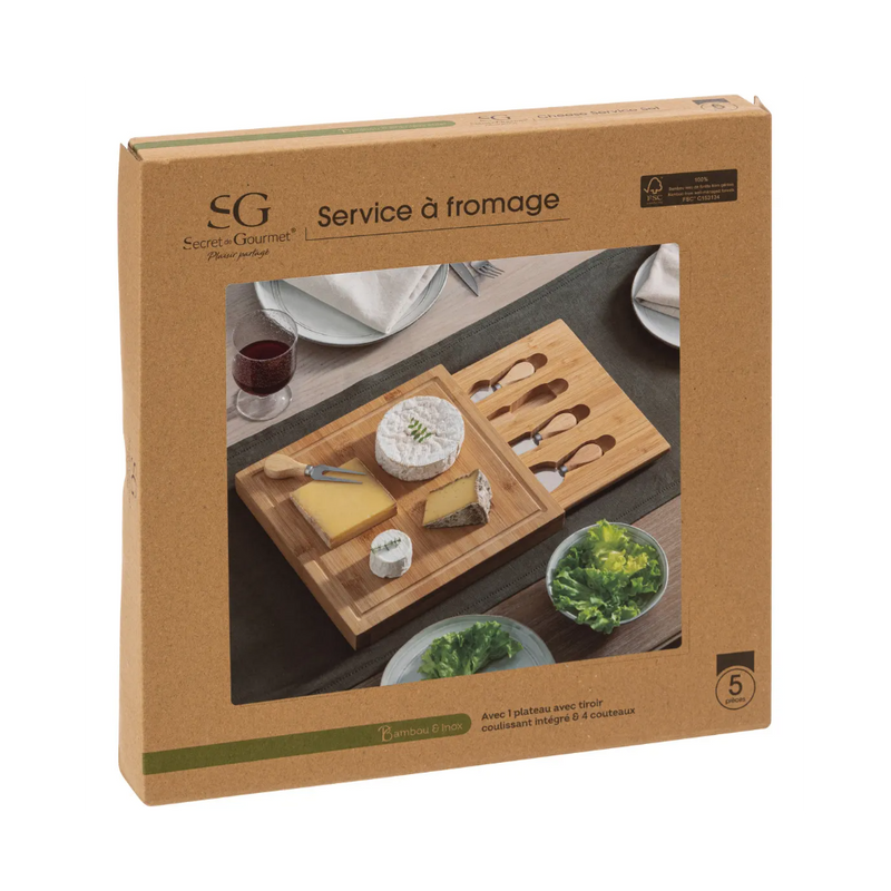 Set servire branzeturi Andrieu, bambus, 30 x 30 cm
