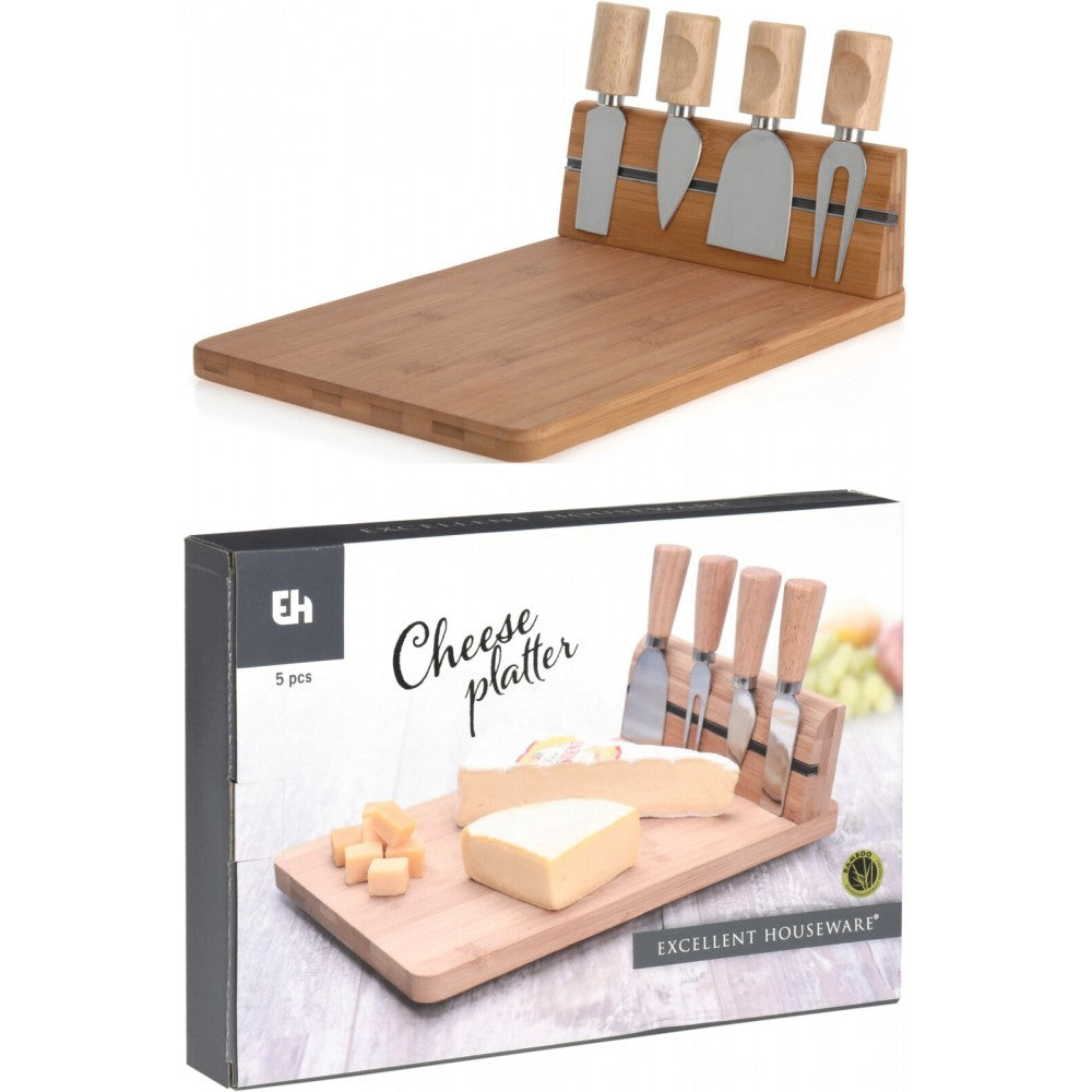 Set servire branzeturi, bambus, 5 piese, 30 x 20 cm