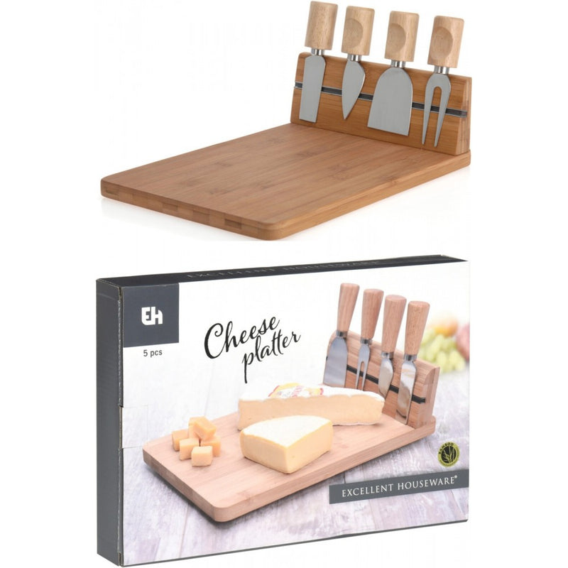Set servire branzeturi, bambus, 5 piese, 30 x 20 cm
