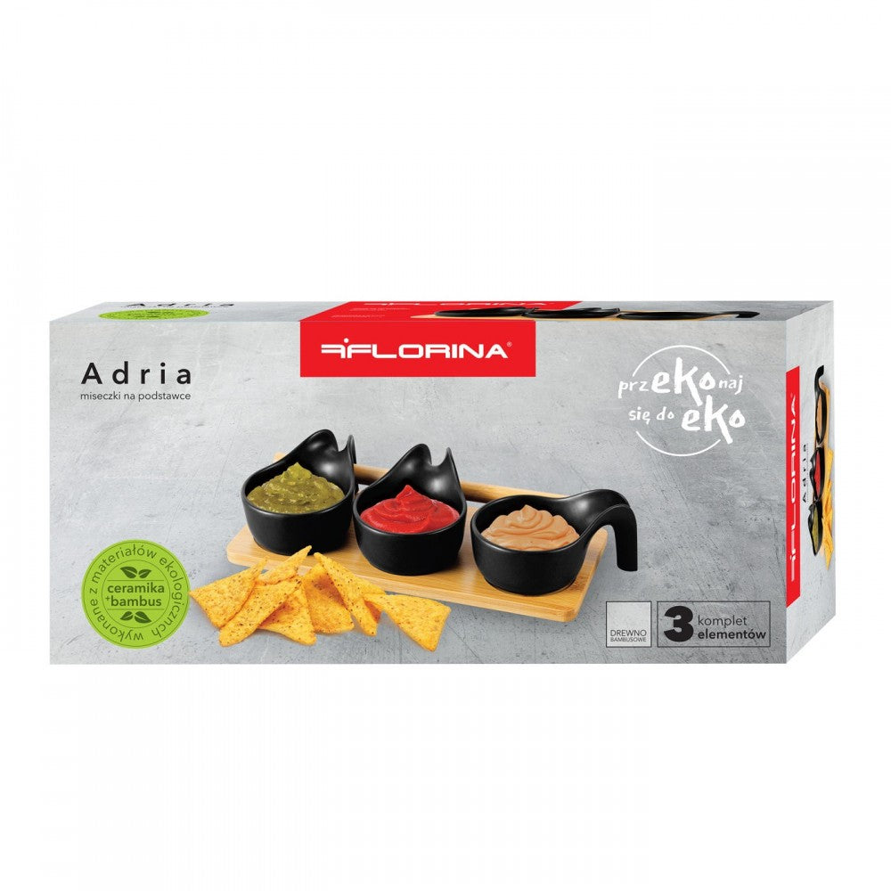 Set servire Florina Adria Black maner, bambus, portelan, 25 x 9 x 6,5 cm