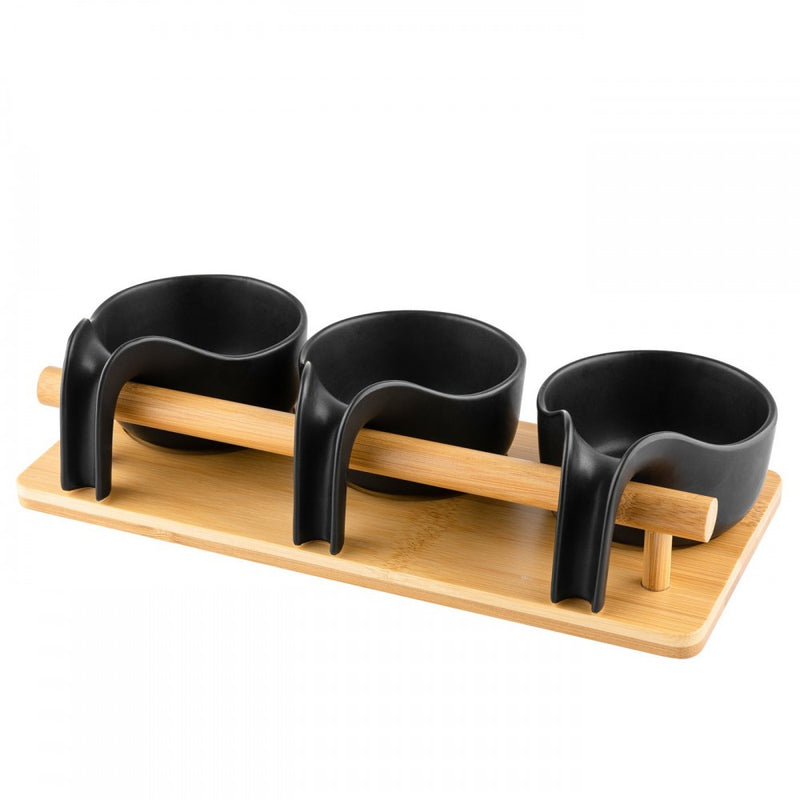 Set servire Florina Adria Black maner, bambus, portelan, 25 x 9 x 6,5 cm