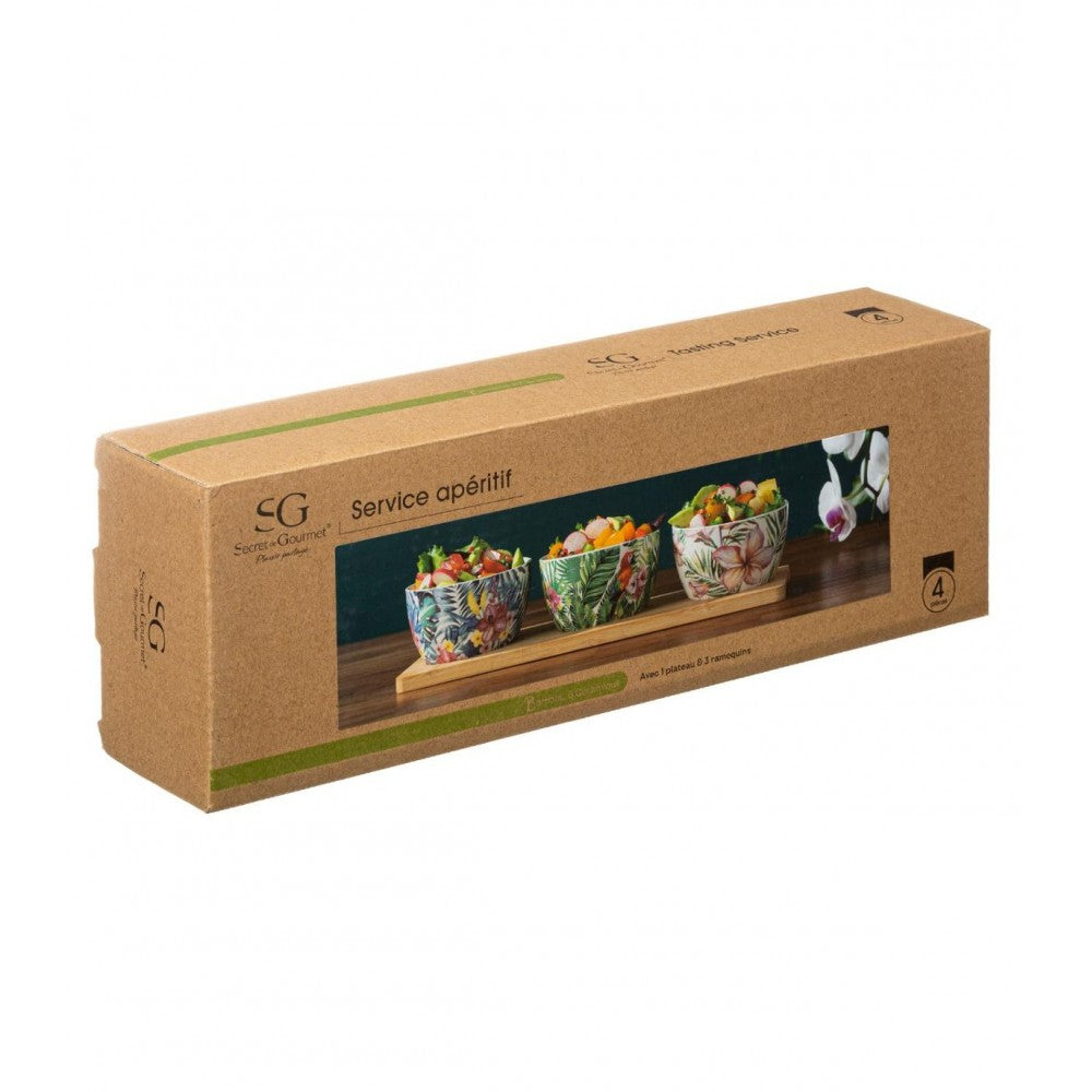Set servire Juno, portelan, bambus, 31x9.8 x6.7 cm