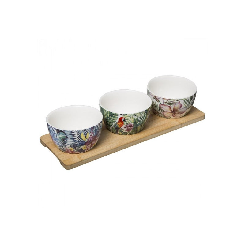 Set servire Juno, portelan, bambus, 31x9.8 x6.7 cm