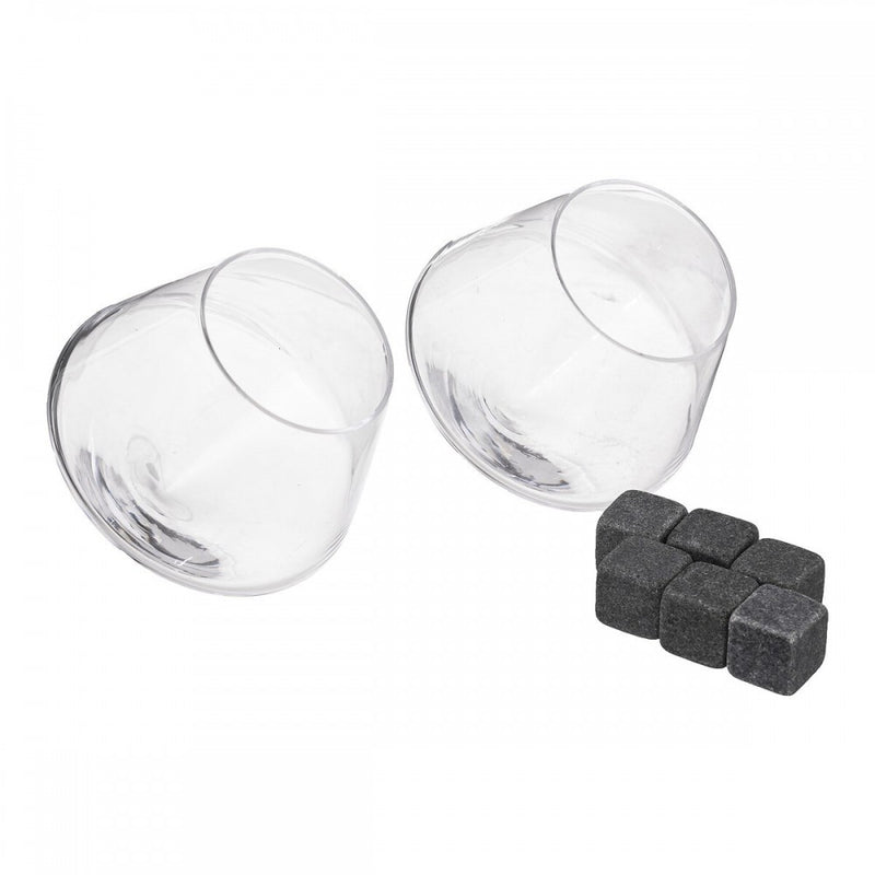 Set servire whisky Gob 2 pahare 300 ml si 6 pietre granit 2 cm