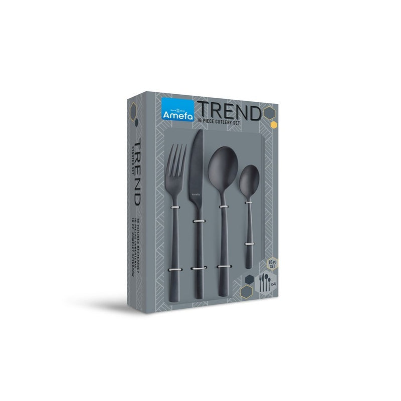 Set tacamuri Amefa Vintage Black, inox, 2 mm, 16 piese