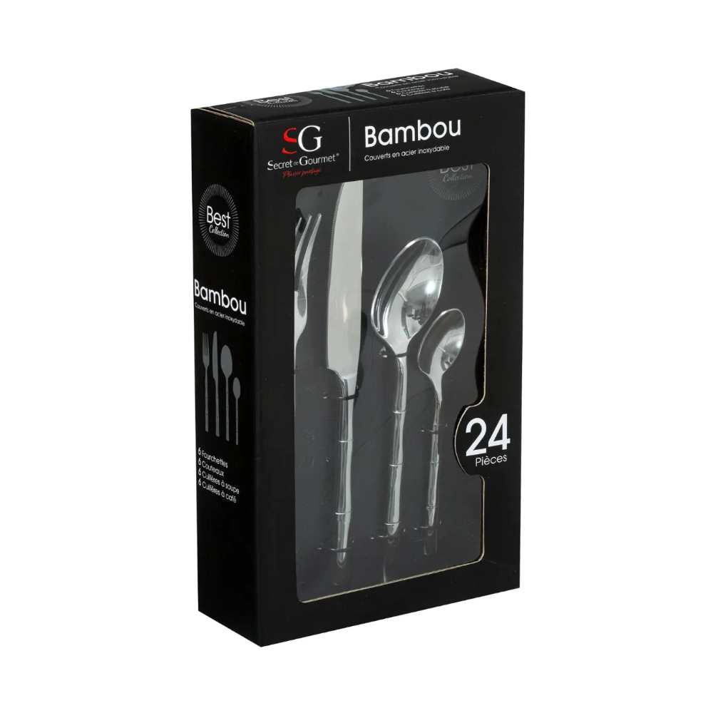 Set tacamuri SG Bamboo, inox, 24 piese