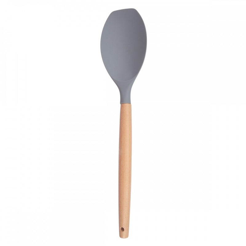 Set ustensile bucatarie Love cooking by Krasino, gri, silicon, lemn, metal, 12 piese