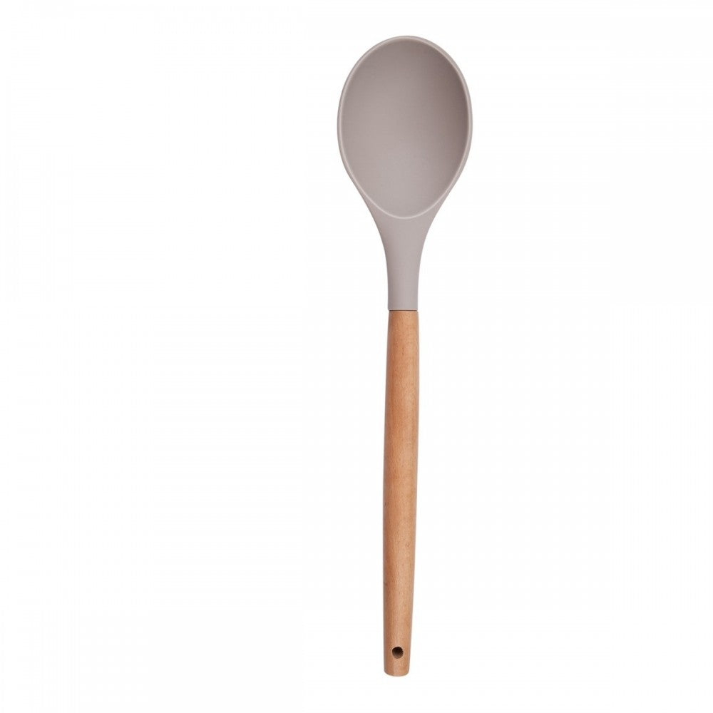 Set ustensile bucatarie Love cooking by Krasino, bej, silicon, lemn, metal, 12 piese