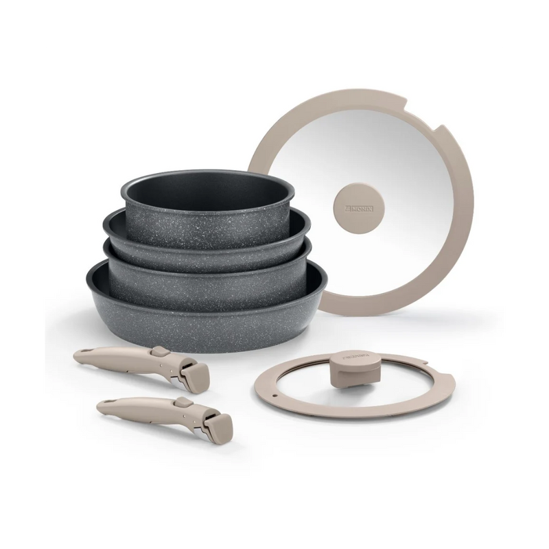 Set vase de gatit Pietra, aluminiu, antiaderente, 8 piese