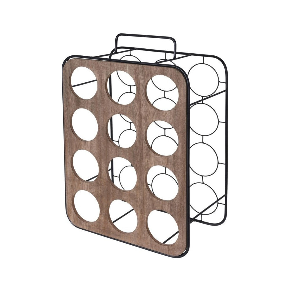 Suport 12 sticle vin Charlly, lemn si metal, 37.5 x 18 x 55 cm